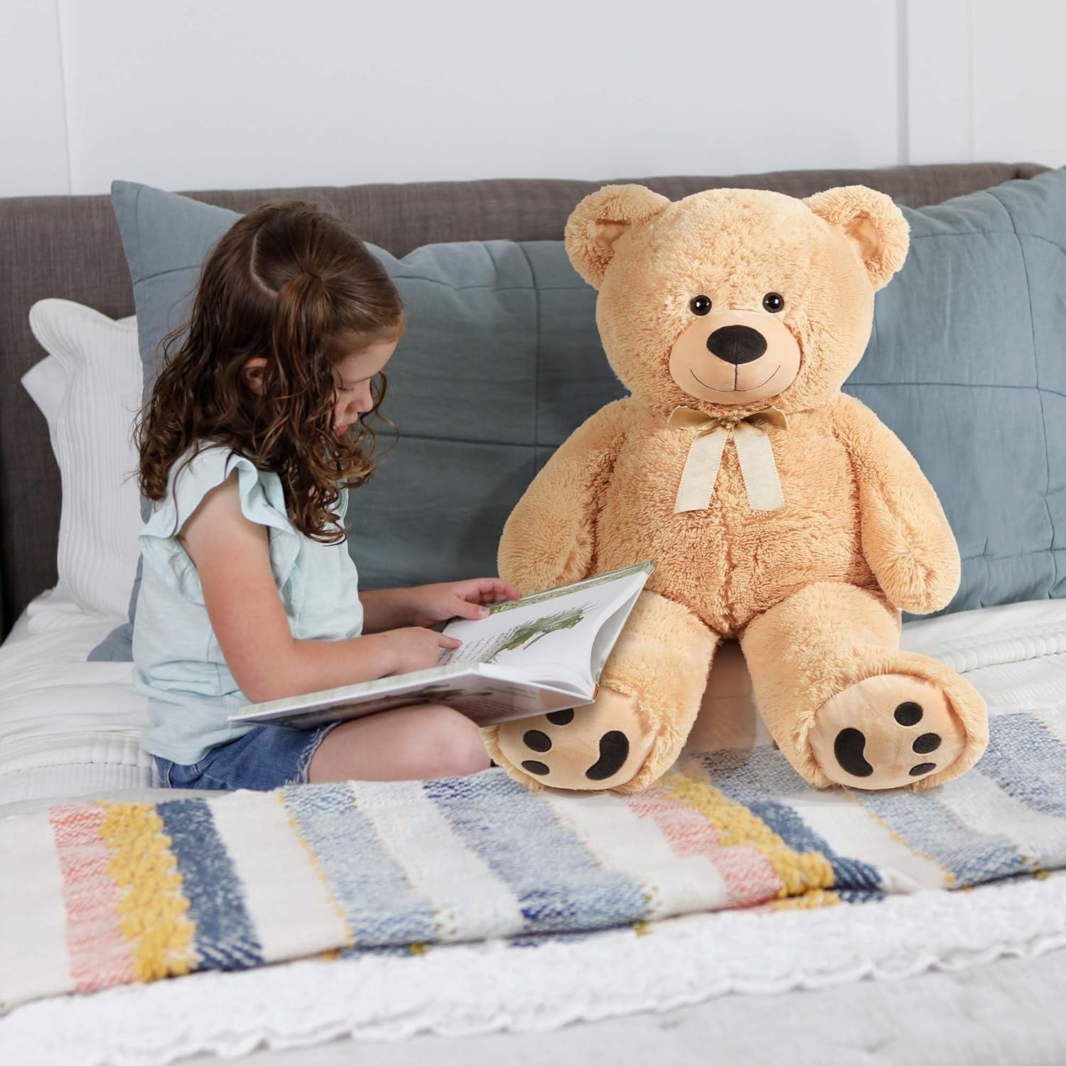 3 Feet Giant Teddy Bear Stuffed Animal, 39 Inch Large Bear Plush Toy with Footprints for Birthday, Anniversary, for Her, Women, Girlfriend, Wife