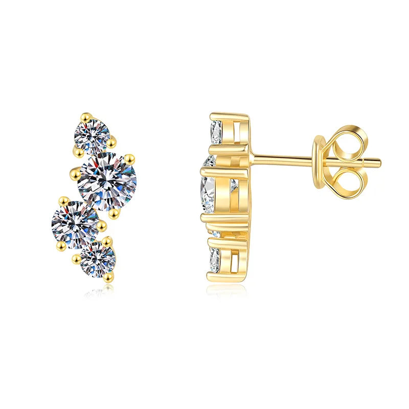14K Gold Plated 925 Silver 2ct D Moissanite Stud Earrings For Women BandsCo Straps