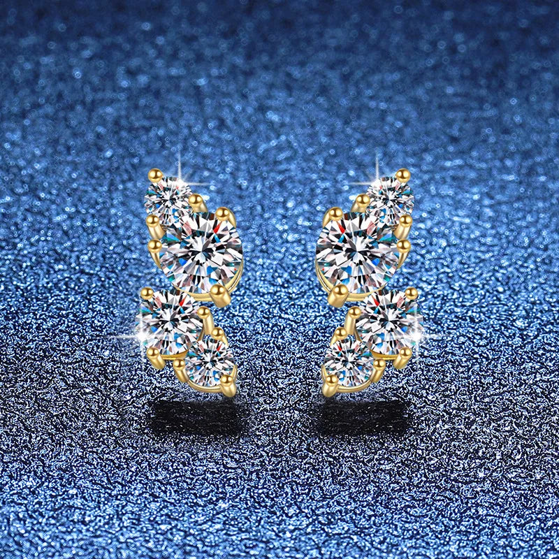14K Gold Plated 925 Silver 2ct D Moissanite Stud Earrings For Women BandsCo Straps