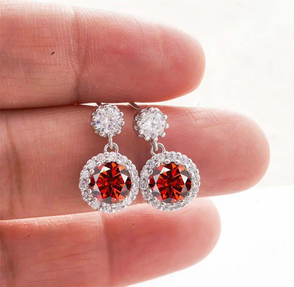 1CT 2Pcs D-Color Moissanite Drop Earrings 925 Sterling Silver With Certificate BandsCo Straps