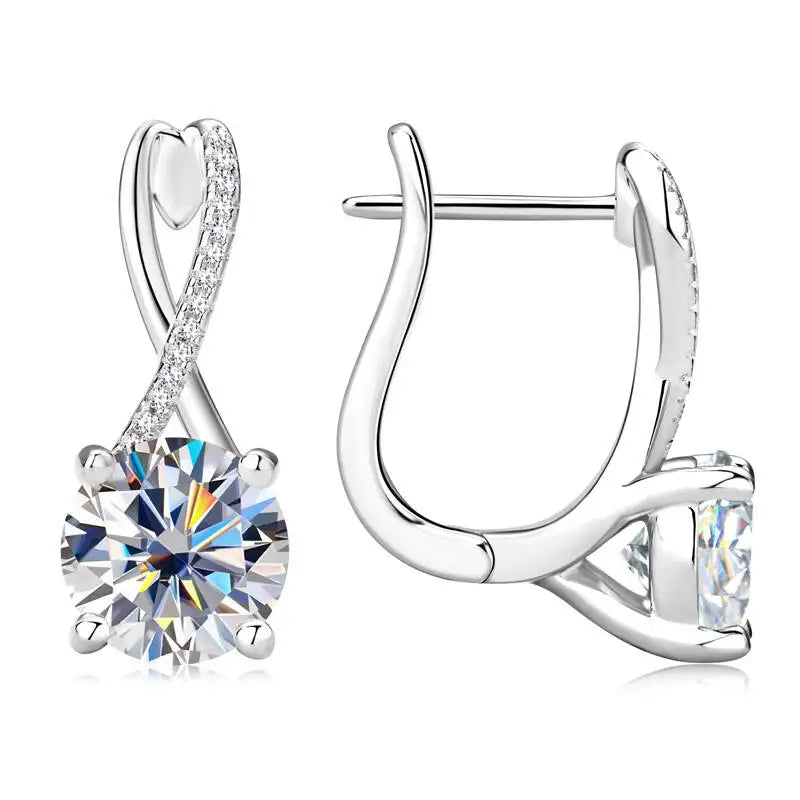 2 Ct Moissanite Clip-On Earrings 925 Sterling Silver Interlaced Studs Gift BandsCo Straps