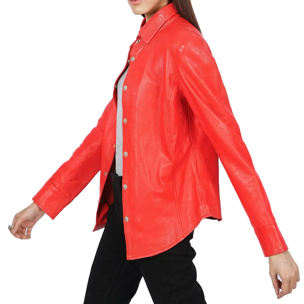 Beth Button-Up Leather Shirt Boston Harbour