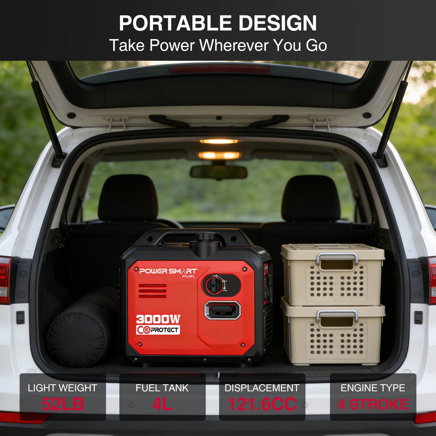 3000W Inverter Gas Generator w/ CO Alert DB5032 PowerSmart