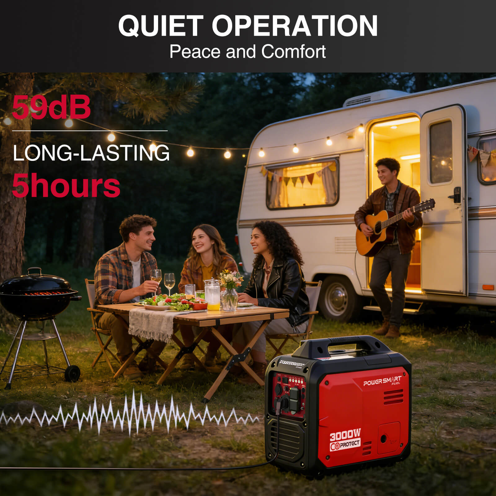 3000W Inverter Gas Generator w/ CO Alert DB5032 PowerSmart