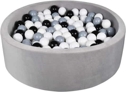 Airwitty Ball Pit with 2Pcs Covers- Fun Santa, Sleigh, Coming down Chimney & Leaving Presents. Soft, Thick Foam, Machine Washable (Balls Not Included) , Anti-Wrinkle for Babies(Gray + Blue Christmas)