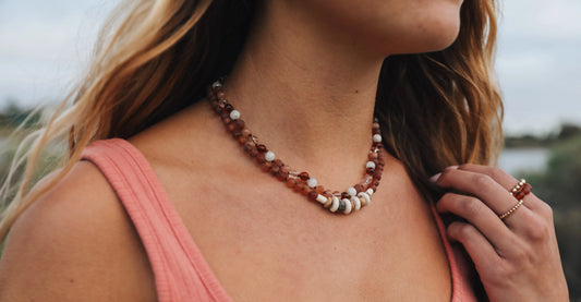 Baltic Sea Amber || Sunstone  + Moonstone || Natural Gemstone Necklace CanyonLeaf