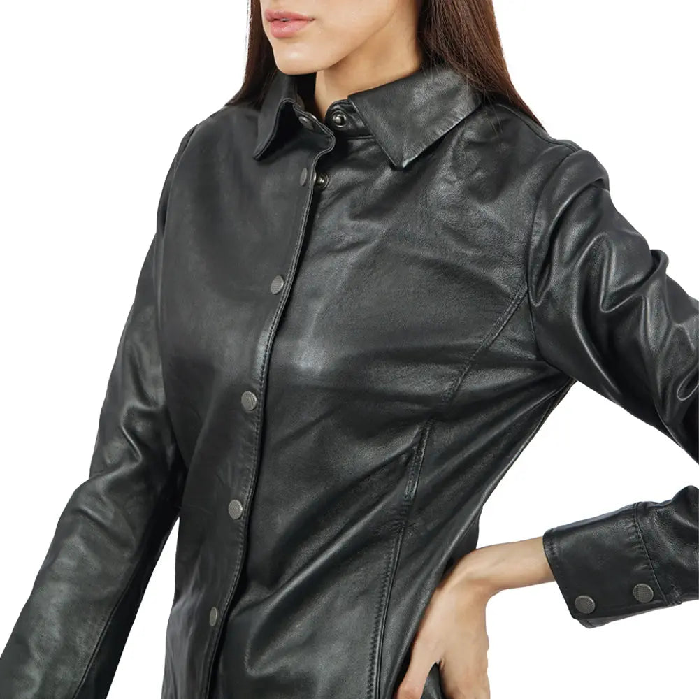 Beth Button-Up Leather Shirt Boston Harbour