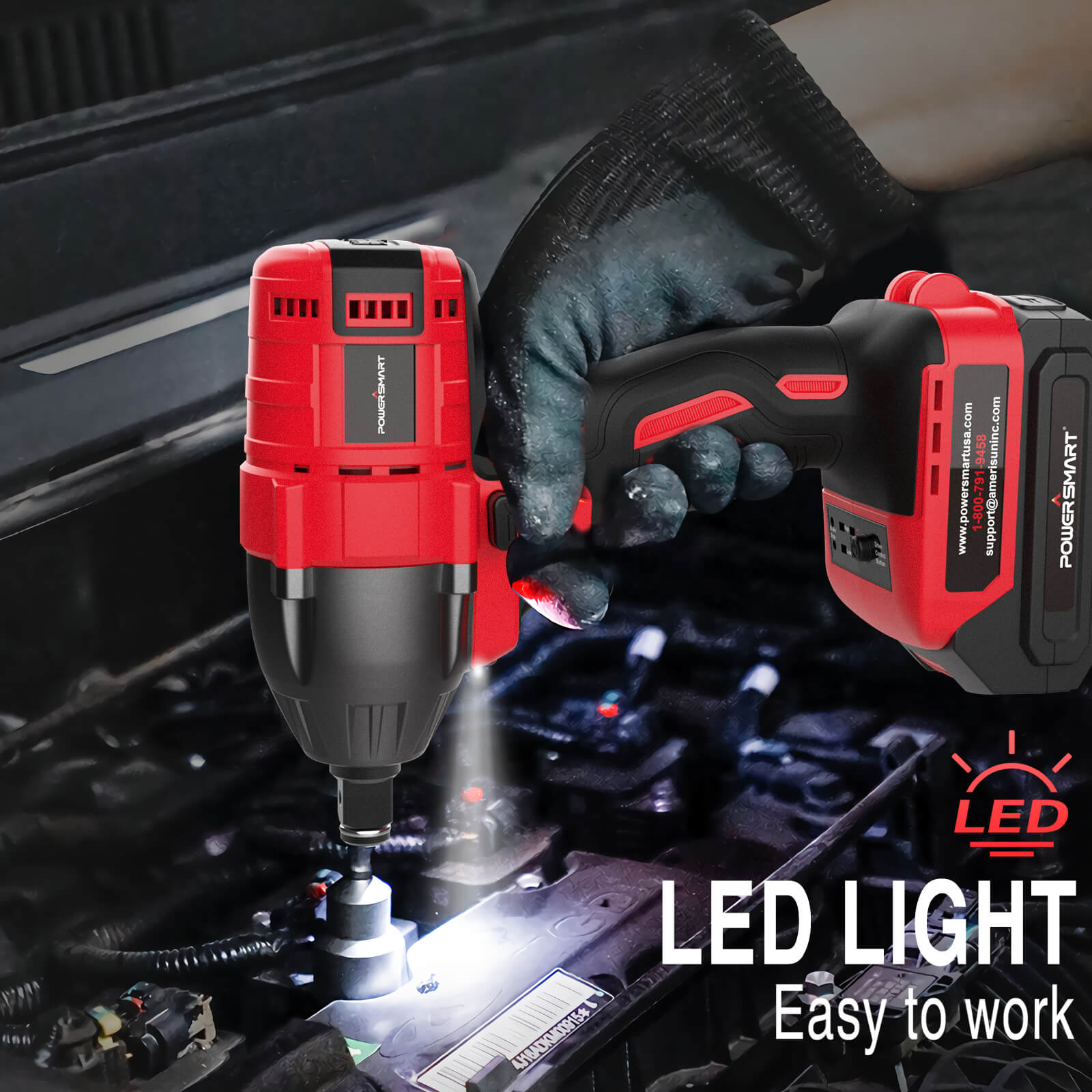 20V Brushless Cordless Impact Wrench Kit w/ Battery & Charger PS76142B PowerSmart