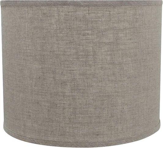 31037 Transitional Hardback Drum (Cylinder) Shape Spider Construction Lamp Shade in Grey, 14" Wide (14" X 14" X 11"),Light Grey