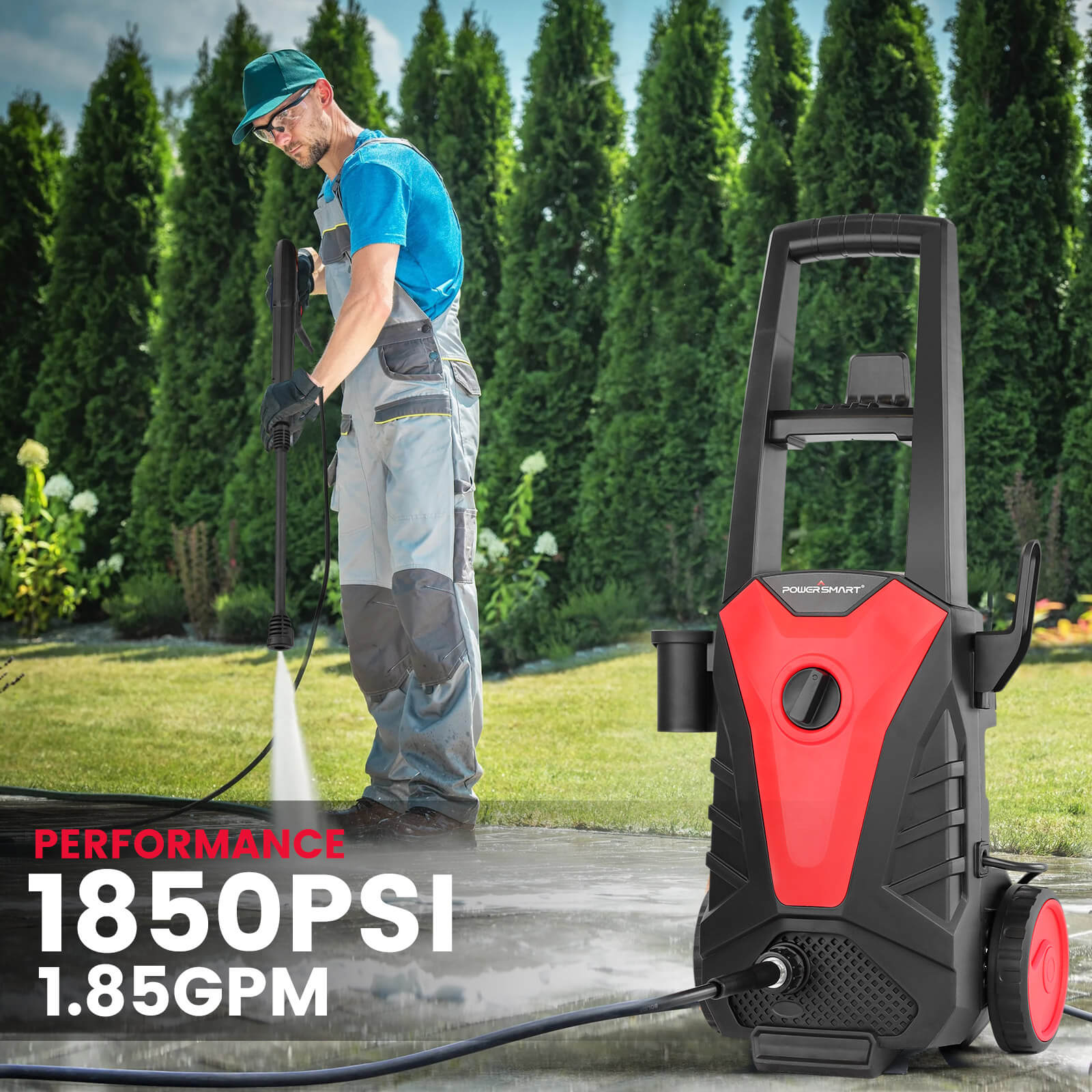1850PSI 1.85GPM Electric Pressure Washer DB1023 PowerSmart