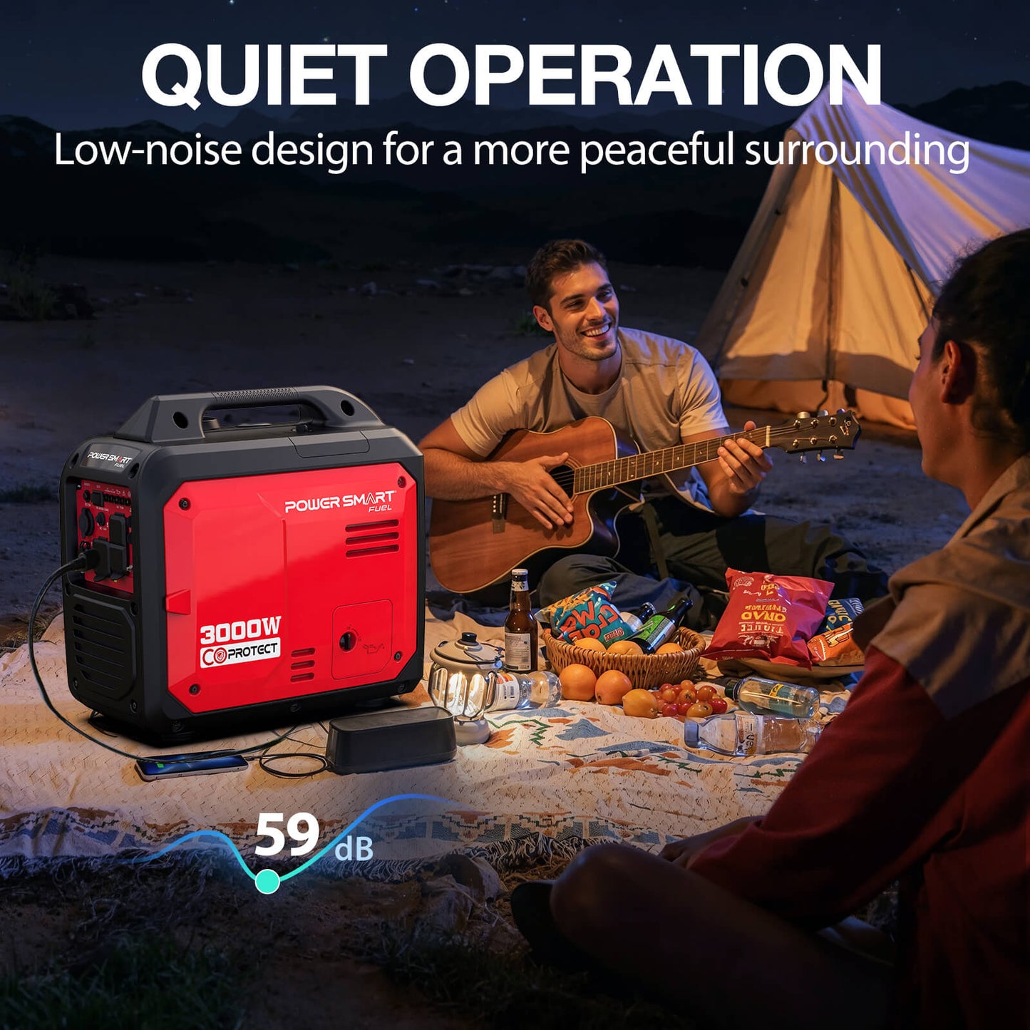 3000W Inverter Gas Generator w/ CO Alert DB5032 PowerSmart