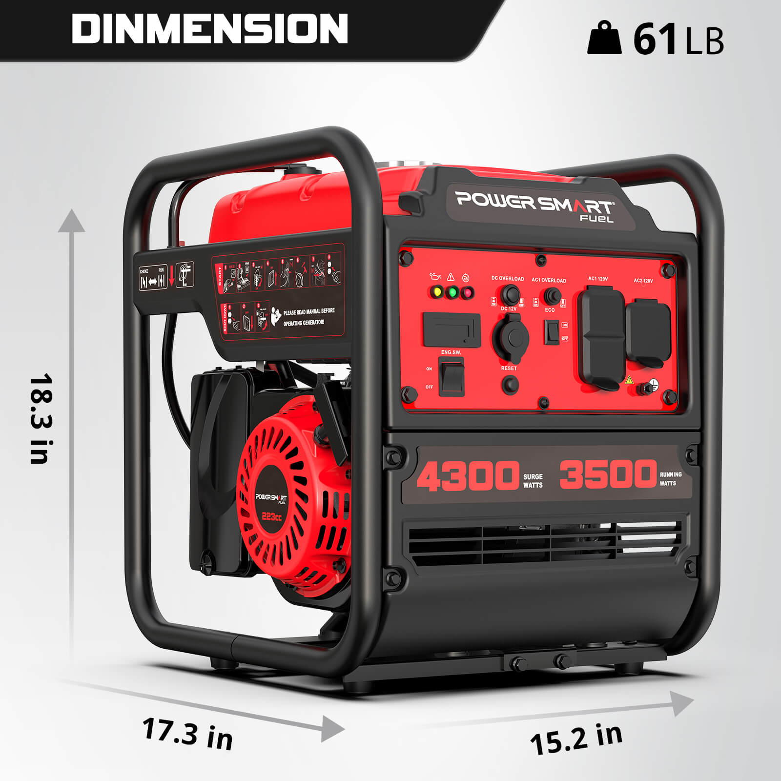 4300W Open Frame Gas Inverter Generator DB5041 PowerSmart