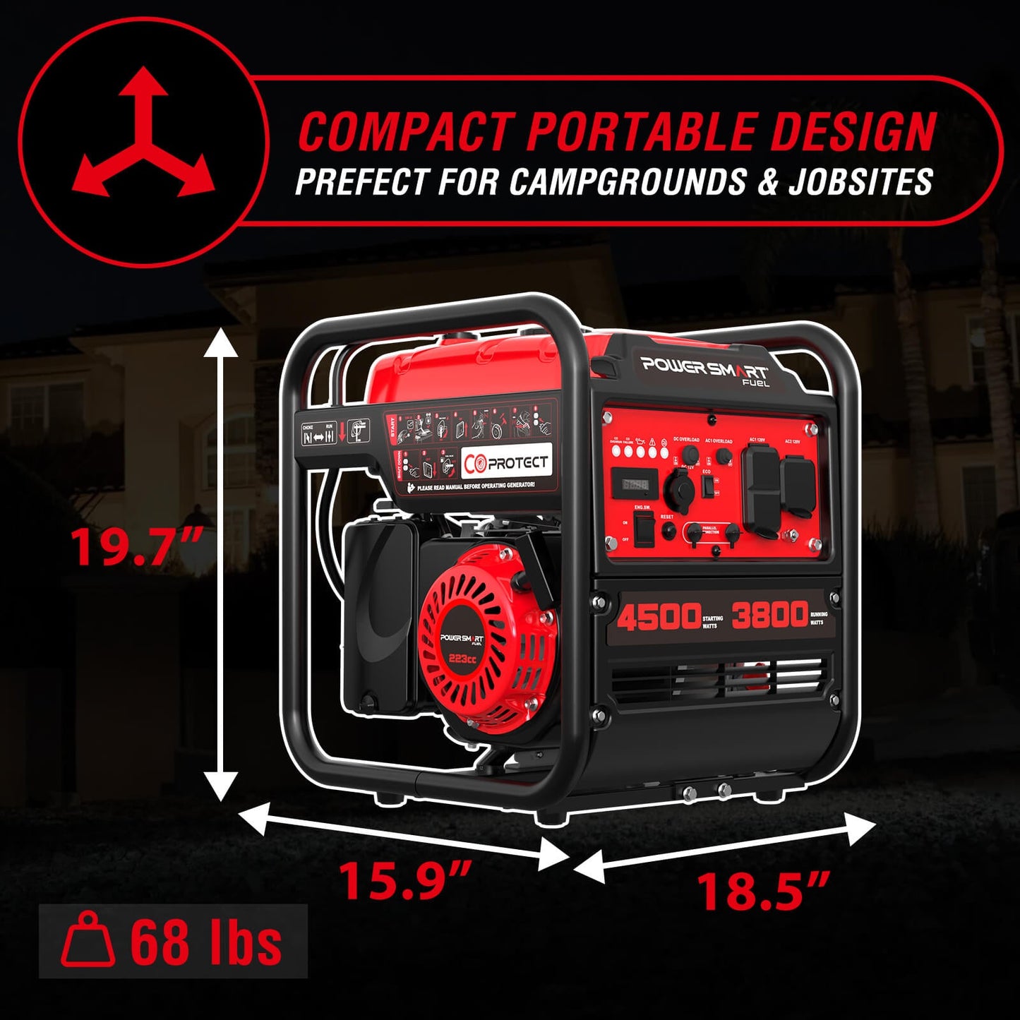 4500W Open Frame Inverter Generator w/ CO Alert DB5041C PowerSmart