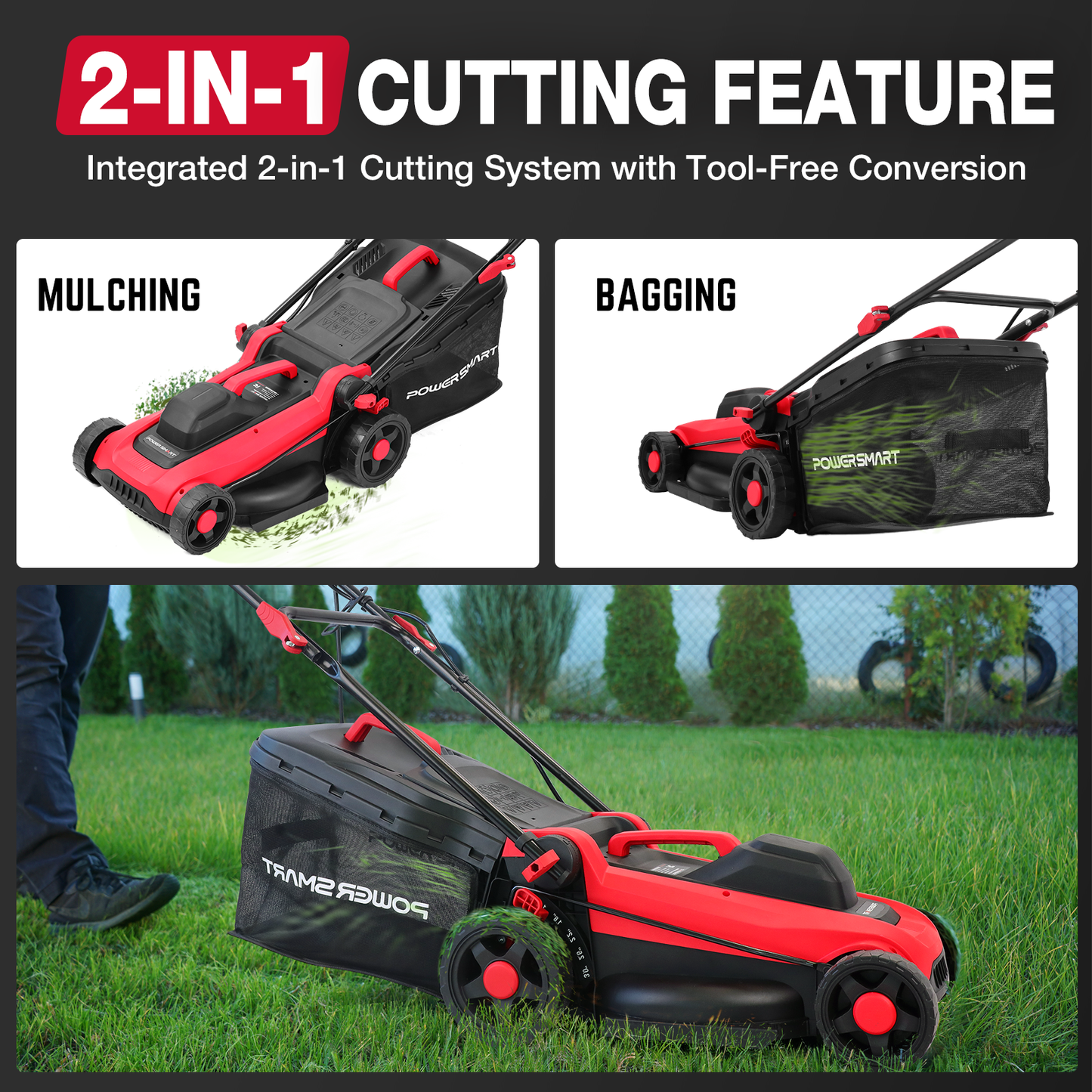 14" 15Amp Electric Corderd Push Lawn Mower DB8015 PowerSmart