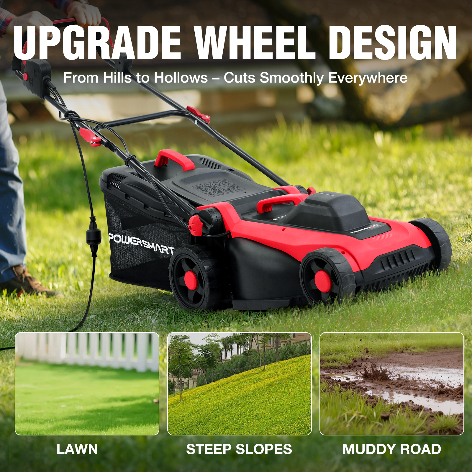 14" 15Amp Electric Corderd Push Lawn Mower DB8015 PowerSmart