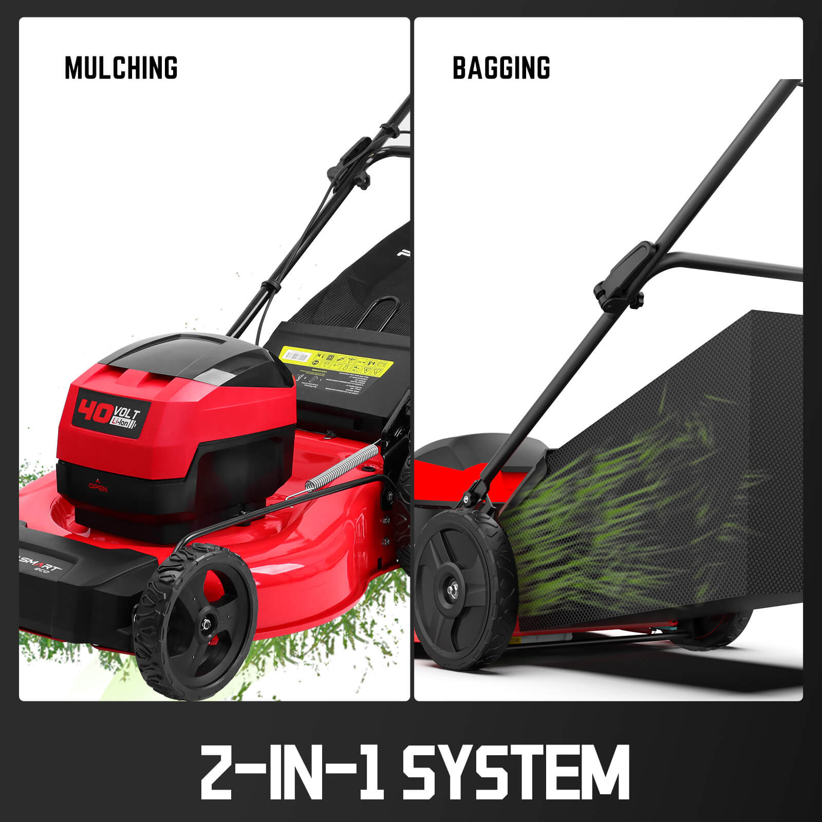40V 21" Cordless Push Lawn Mower w/ Two 40V Batteries MB2400B PowerSmart