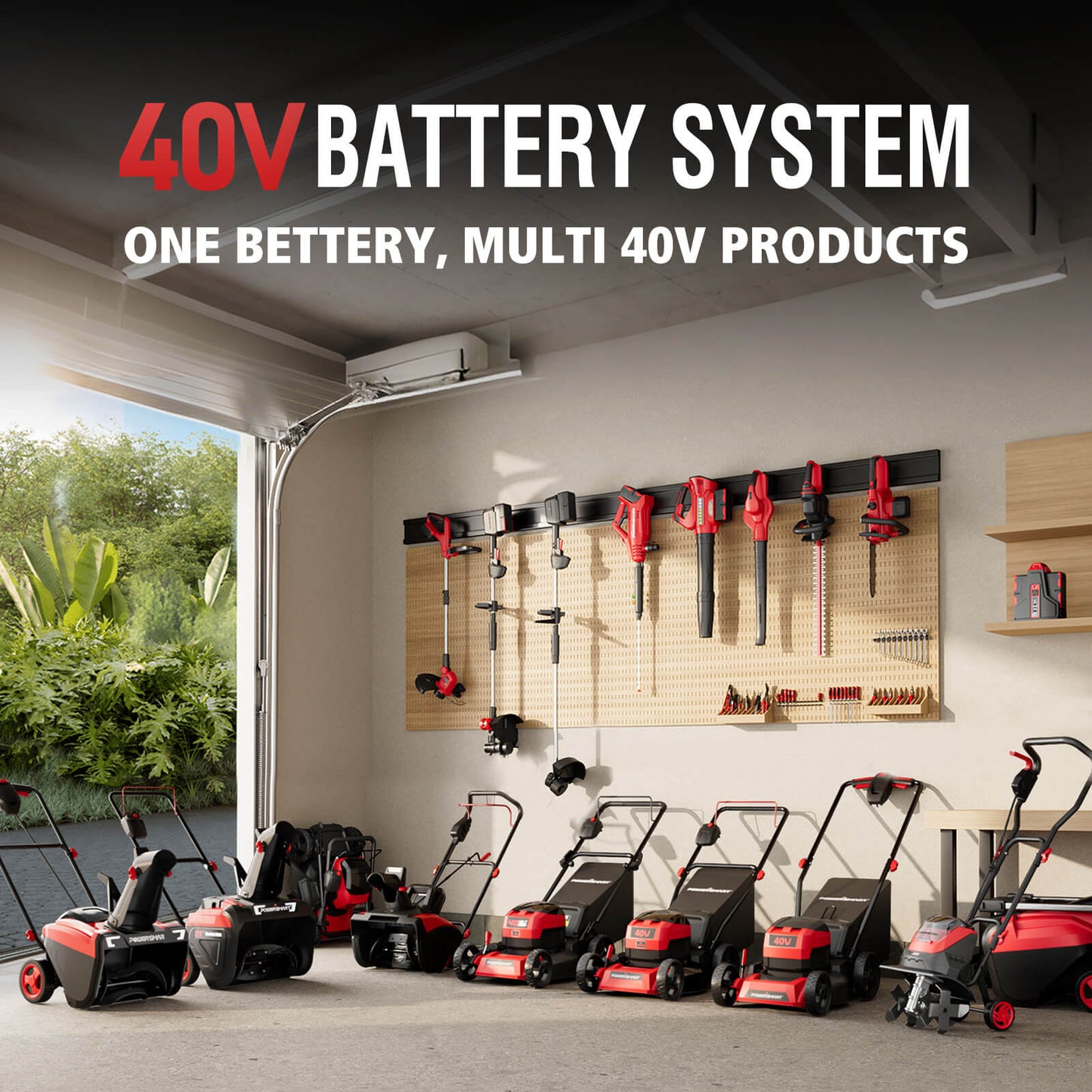 40V 21" Cordless Push Lawn Mower w/ Two 40V Batteries MB2400B PowerSmart