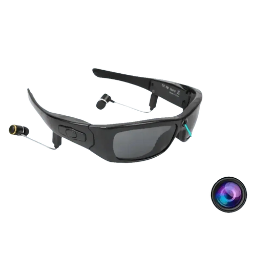 Black Camcorder Glasses Camera with Headphones. HD 1080P Mini Camcorder Glasses GiFTiFY