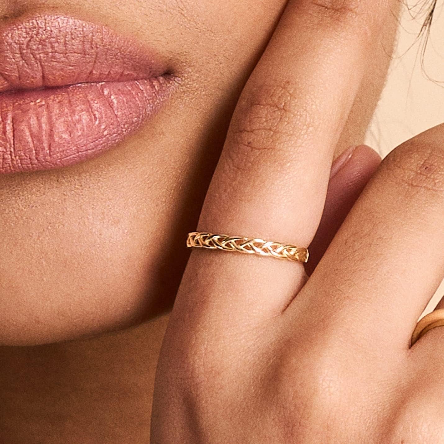 14K Solid Gold Stackable Ring for Women