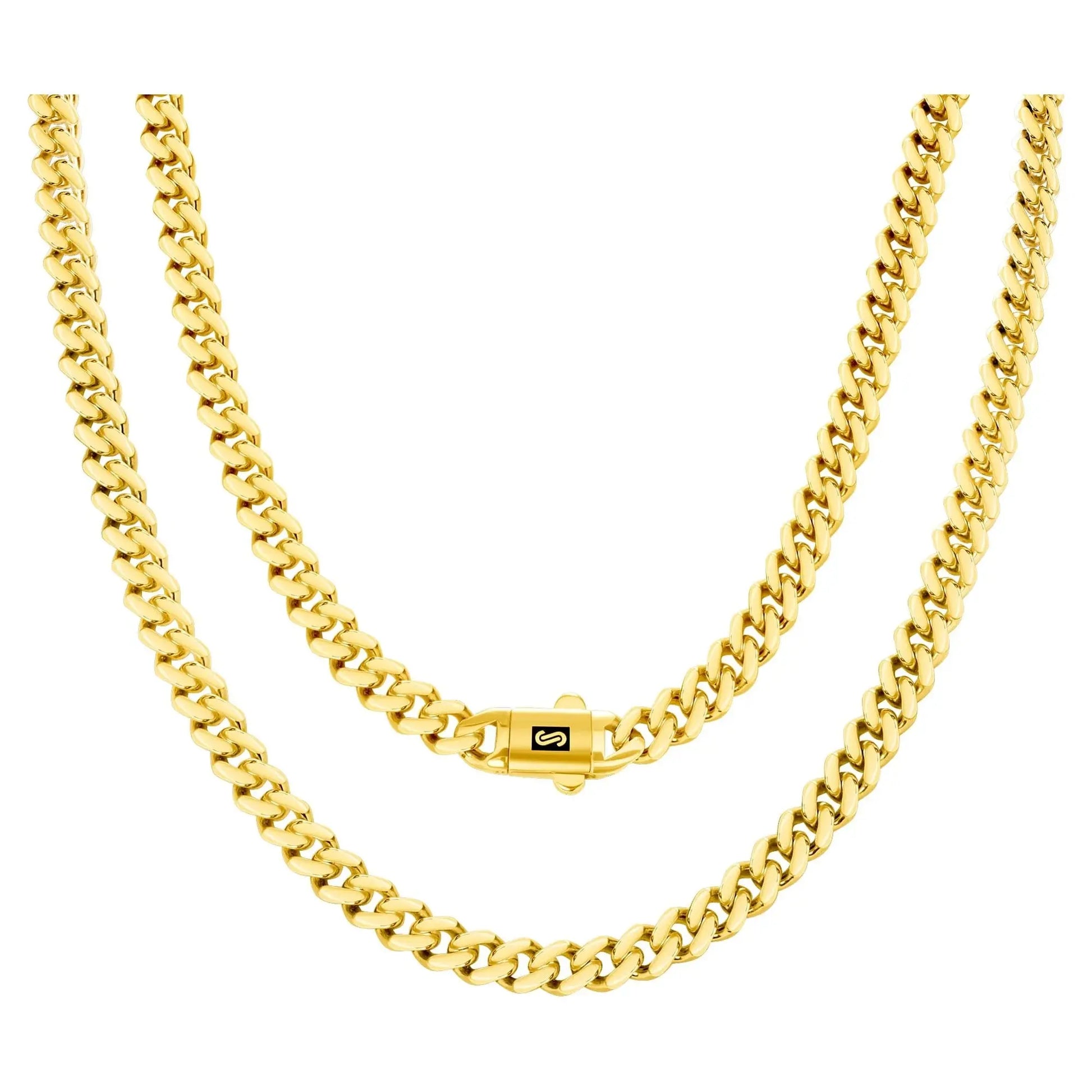 14K Real Yellow Gold Royal Monaco 6Mm Miami Cuban Link Necklace (16"-30") Italian Jewelry for Men & Women