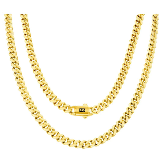14K Real Yellow Gold Royal Monaco 6Mm Miami Cuban Link Necklace (16"-30") Italian Jewelry for Men & Women