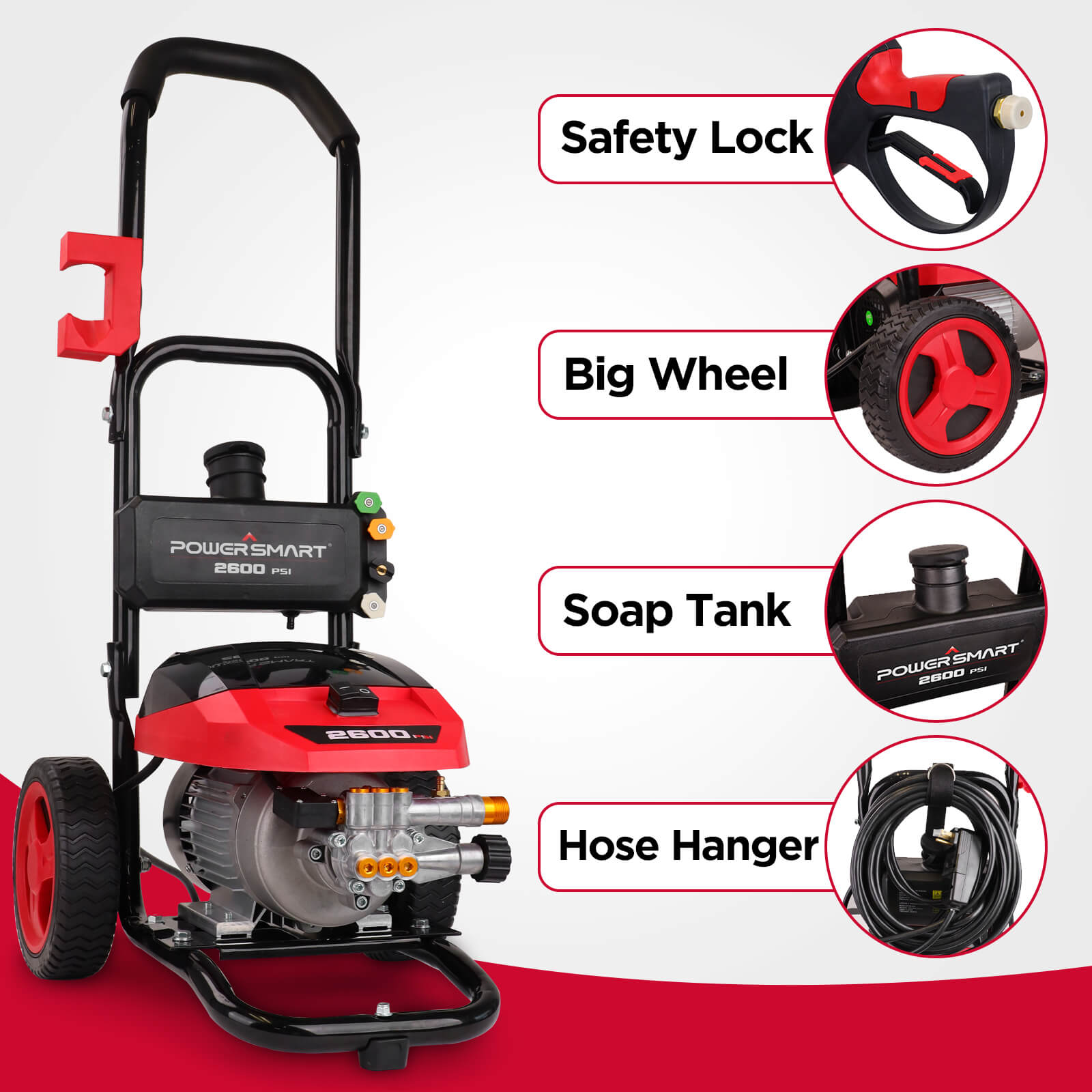 2600PSI 1.2GPM Electric Pressure Washer DB1002 PowerSmart