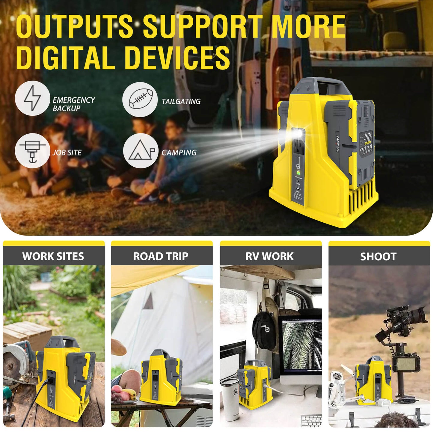 300W 40V Battery Power Inverter with 2x 4.0Ah Battery and Charger DB9801B PowerSmart