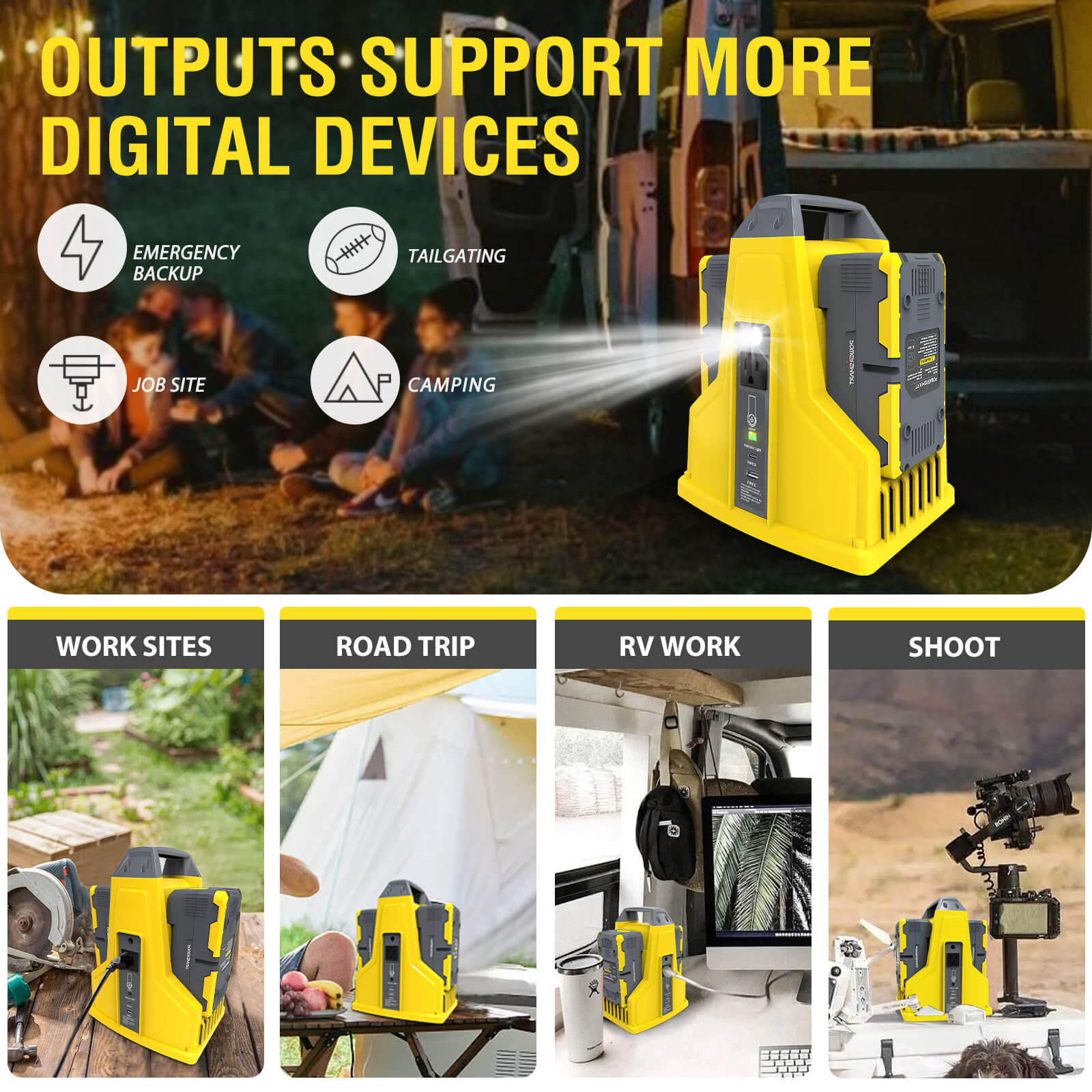 300W 40V Battery Power Inverter with 2x 4.0Ah Battery and Charger DB9801B PowerSmart