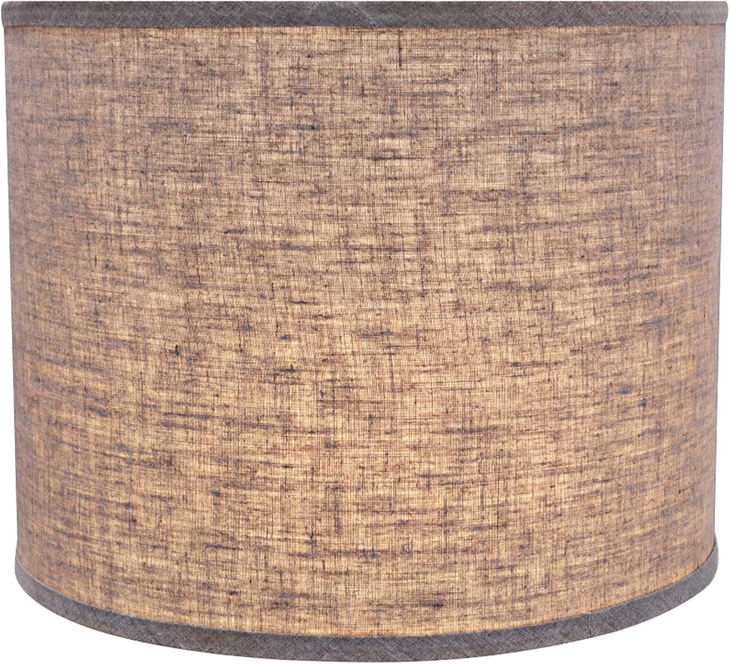 31037 Transitional Hardback Drum (Cylinder) Shape Spider Construction Lamp Shade in Grey, 14" Wide (14" X 14" X 11"),Light Grey