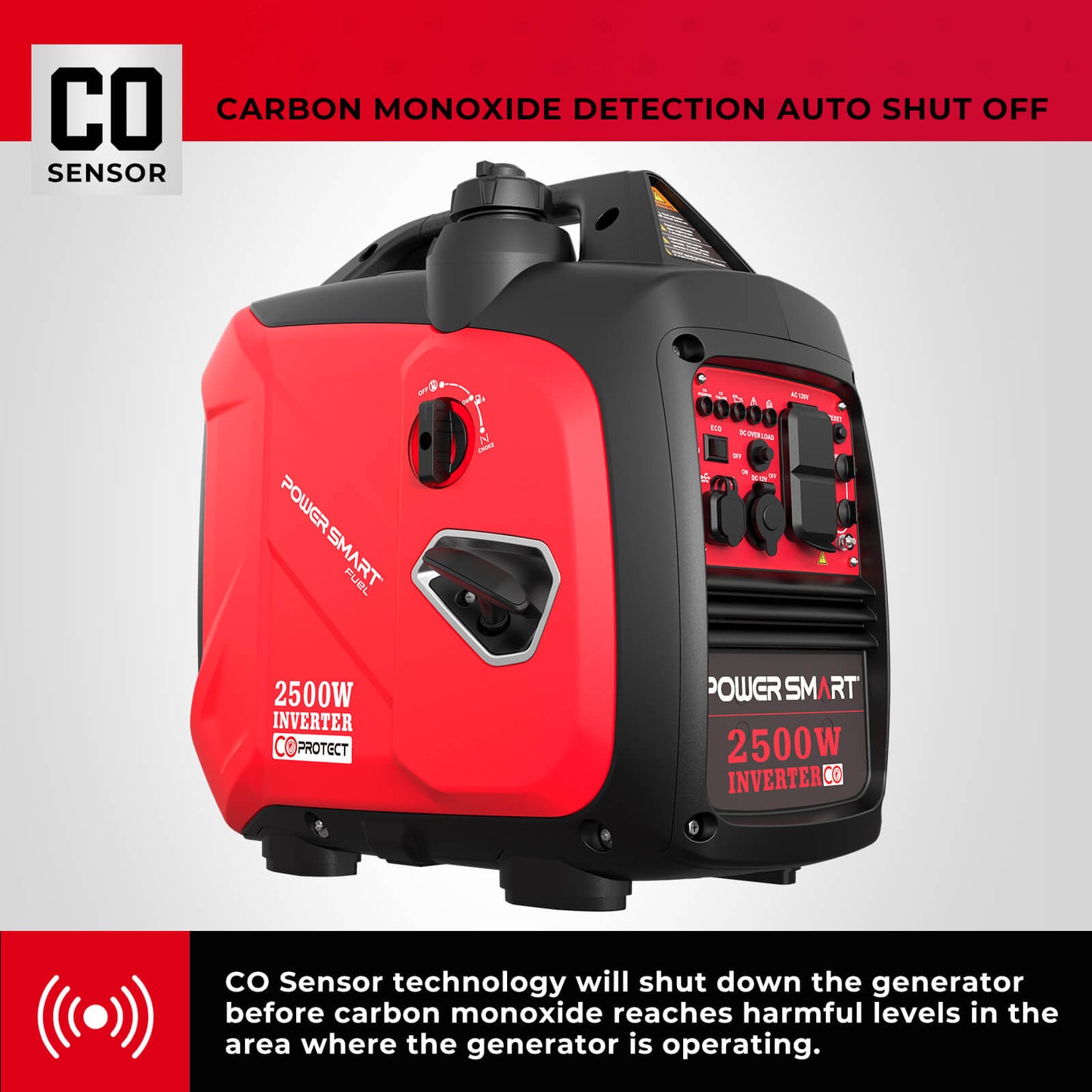 2500W Inverter Gas Generator w/ CO Alert HB5020C PowerSmart