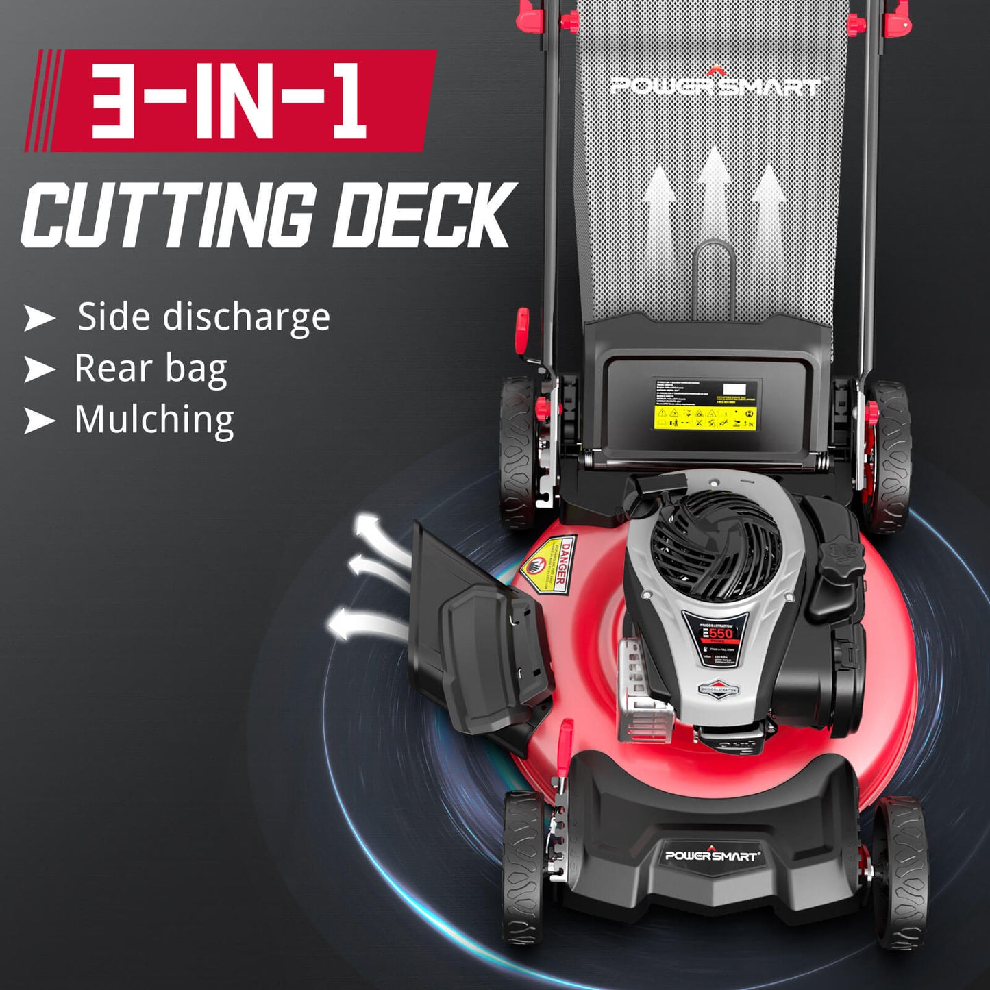 21" 140cc Gas Self-Propelled Lawn Mower with Briggs & Stratton Engine HB8622S PowerSmart