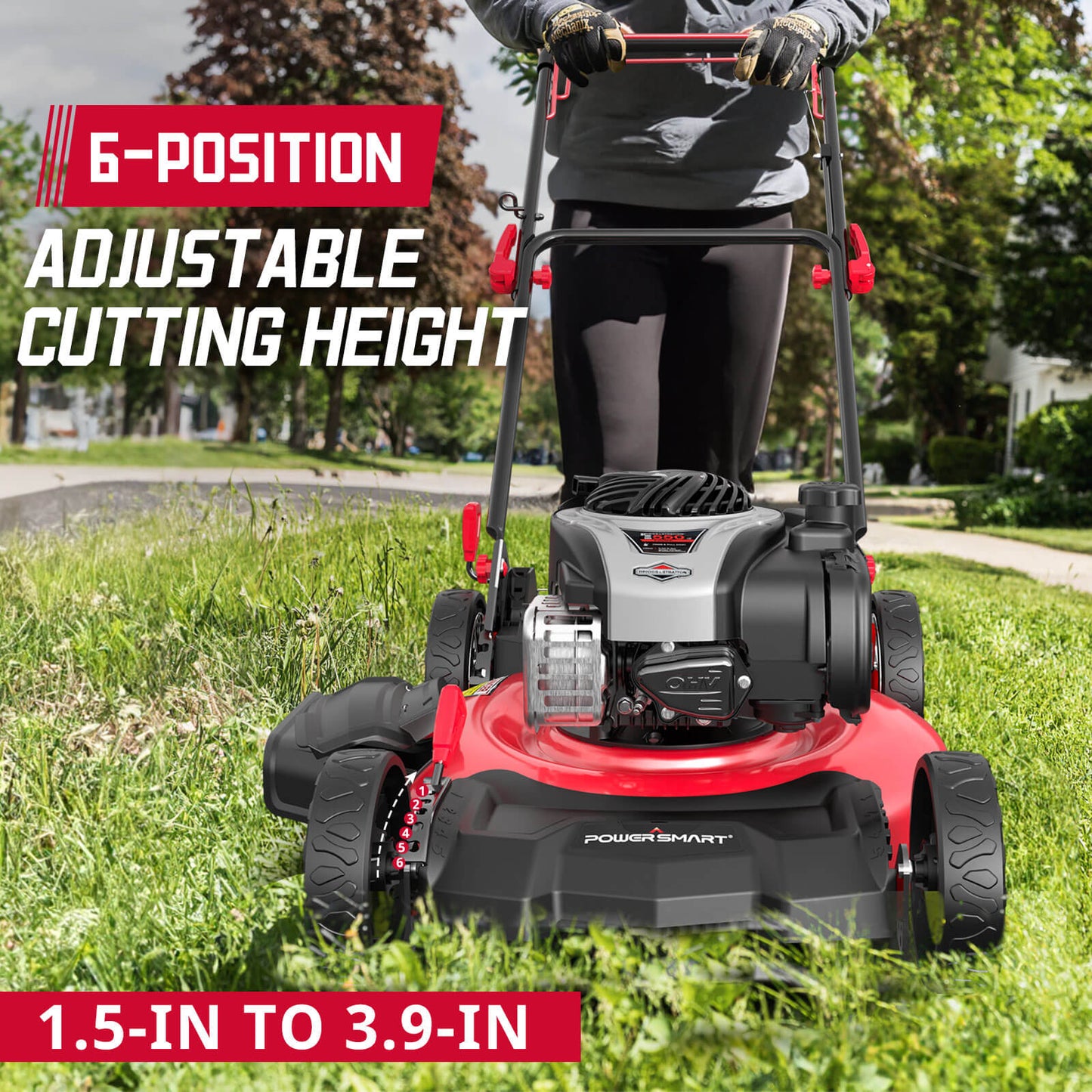 21" 140cc Gas Self-Propelled Lawn Mower with Briggs & Stratton Engine HB8622S PowerSmart