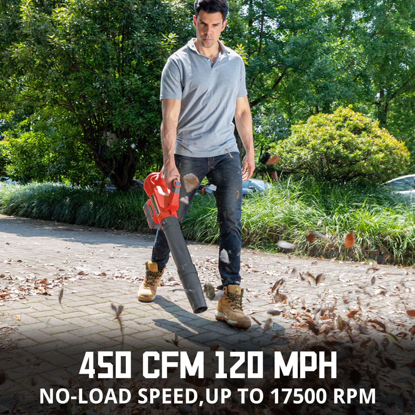 40V 17'' Cordless Lawn Mower & 40V Leaf Blower Combo Kit MB2480C PowerSmart