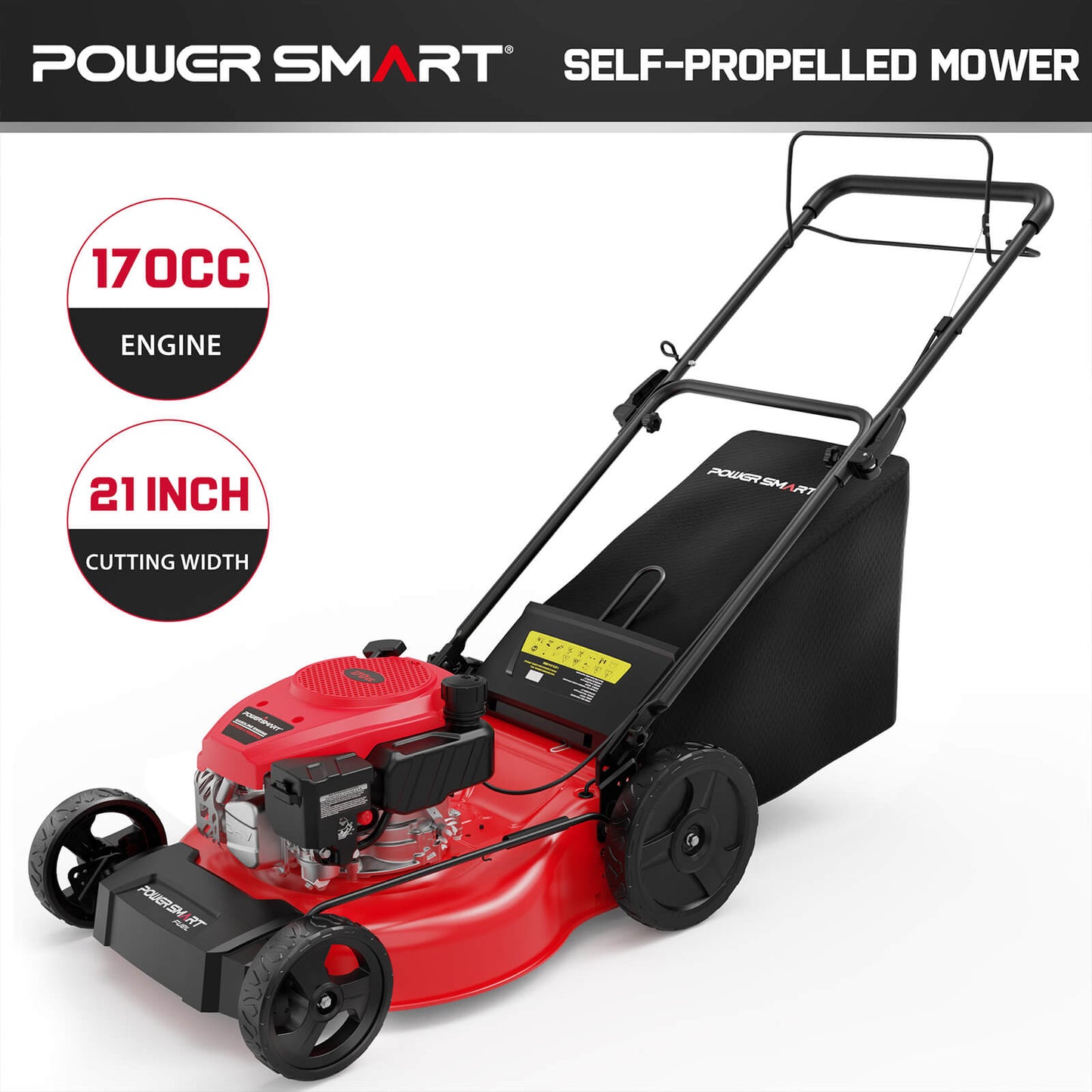 21 " 170cc Gas Self-Propelled Lawn Mower V8721S PowerSmart